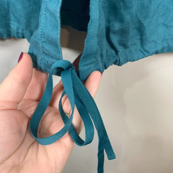Athleta Playa 100% Linen Tie Wrap Top Borealis Green Size Medium Tie Top - Picture 3 of 7
